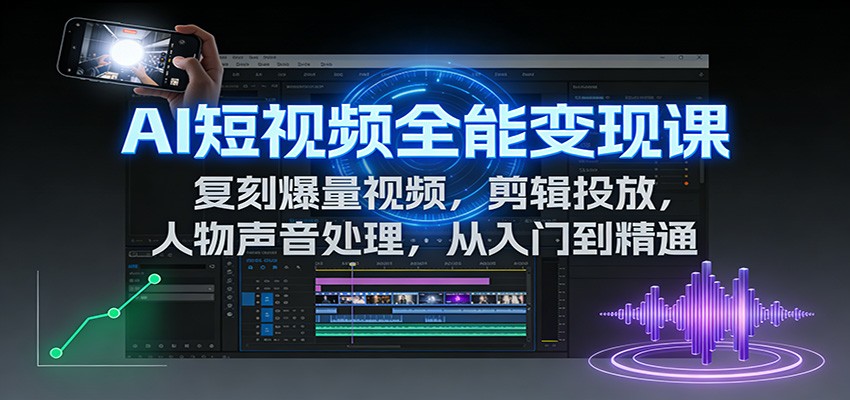 AI短视频全能变现课：复刻爆量视频，剪辑投放，人物声音处理，从入门到精通-邪修侠 - 演示
