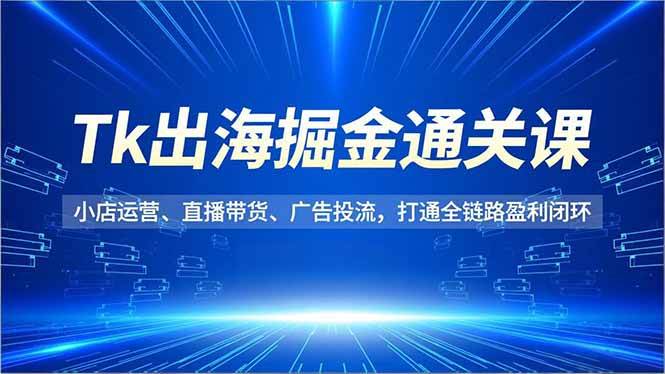 （16820期）Tk出海掘金通关课，小店运营、直播带货、广告投流，打通全链路盈利闭环-网亿资源平台