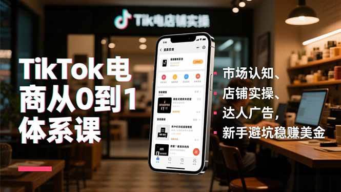 （16818期）TikTok电商从0到1体系课，市场认知、店铺实操、达人广告，新手避坑稳赚美金-网亿资源平台