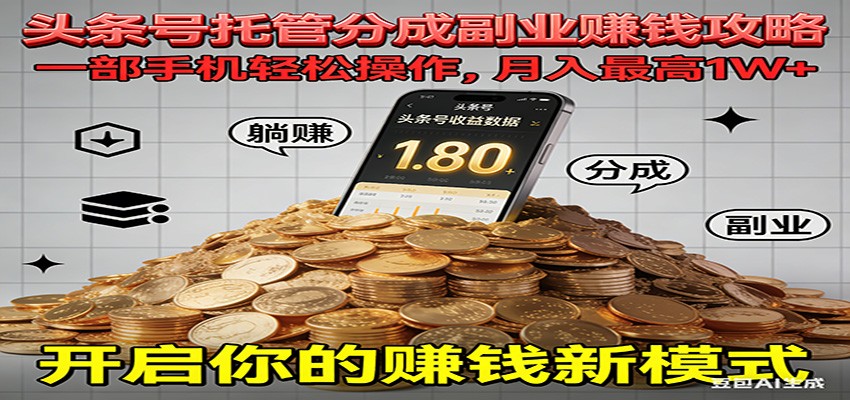 全程托管今日头条，一部手机就可以开干，最高躺赚1W+-邪修侠 - 演示
