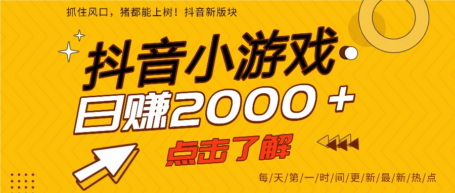 25年爆火的抖音小游戏项目,一部手机日入2000+-邪修侠