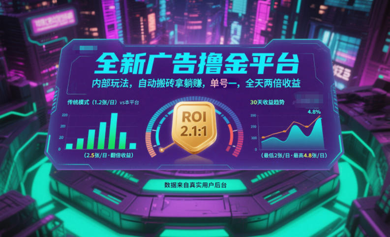 全新广告撸金平台，内部玩法，自动搬砖拿躺賺，单号一天保底2张+，全天两倍收益【揭秘】-邪修侠 - 演示