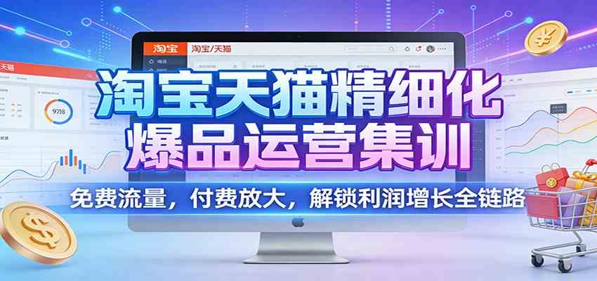 淘宝天猫精细化爆品运营集训：免费流量，付费放大，解锁利润增长全链路-网亿资源平台