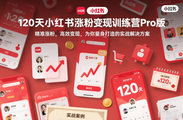 120天小红书涨粉变现训练营Pro版，精准涨粉，高效变现，为你量身打造的实战解决方案-网亿资源平台