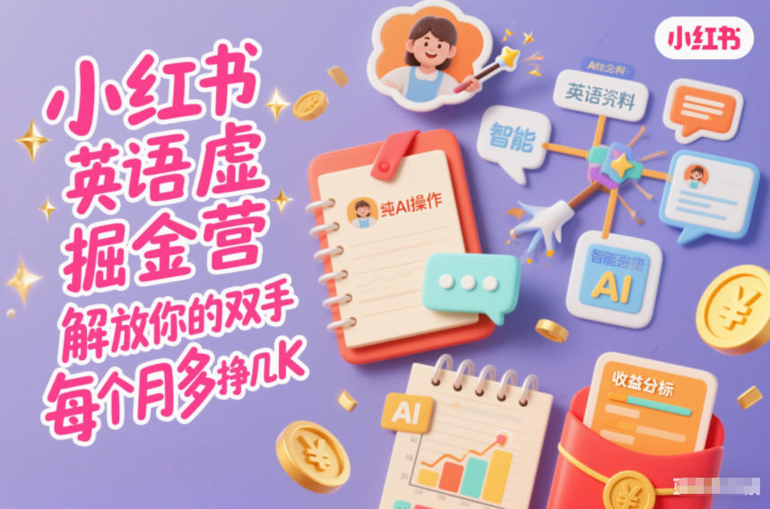 小红书英语虚拟资料掘金营,纯AI操作,解放你的双手,每个月多挣几K-邪修侠 - 演示