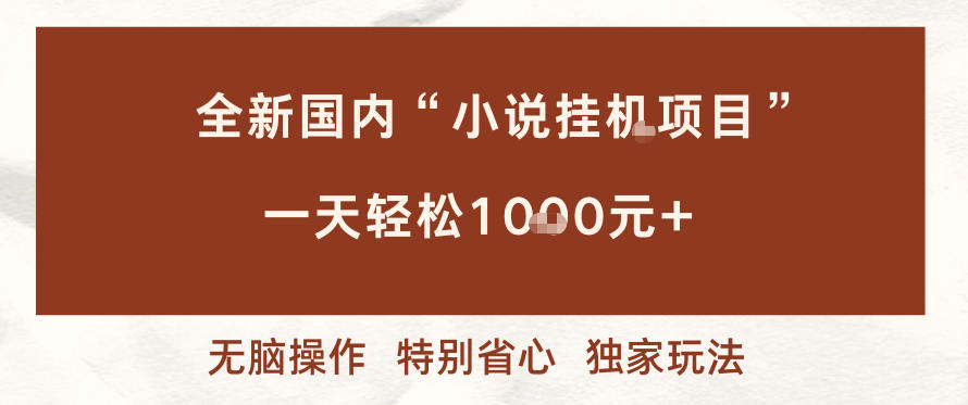 全新国内小说挂G项目，多窗口无脑跑，一天轻松1k+，特别省心【揭秘】-网亿资源平台