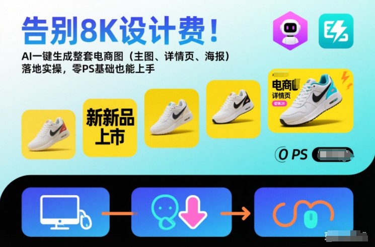 告别8K设计费！AI一键生成整套电商图（主图、详情页、海报）落地实操，零PS基础也能上手-网亿资源平台