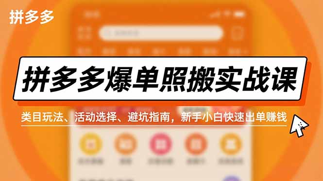 拼多多爆单照搬实战课,类目玩法、活动选择、避坑指南,新手小白快速出单赚钱-邪修侠 - 演示