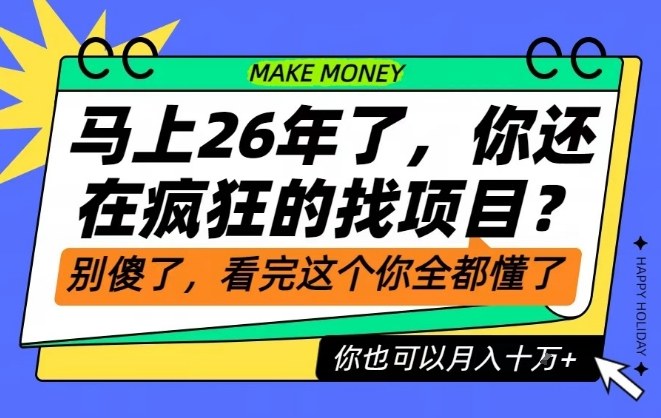 26年了，不要再疯狂的找项目了，看完这个你也可以月入十个W【揭秘】-网亿资源平台