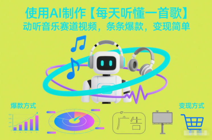使用AI制作【每天听懂一首歌】动听音乐赛道视频，条条爆款，变现简单-邪修侠