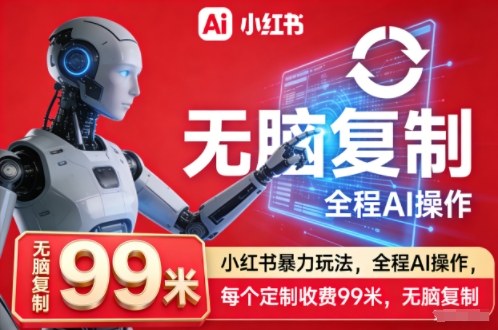 小红书暴力玩法，全程AI操作，每个定制收费99米，无脑复制-邪修侠 - 演示