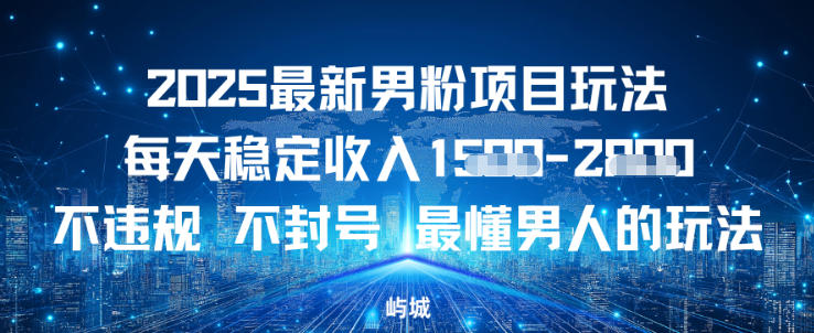 2025最新男粉项目玩法每天稳定收入多张，不违规不封号，最懂男人的玩法之一-网亿资源平台