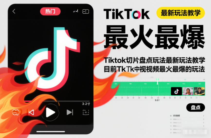 Tiktok切片盘点玩法最新玩法教学，目前Tk中视频最火最爆的玩法-网亿资源平台