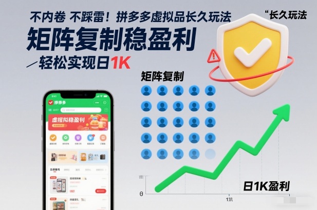 不内卷不踩雷！拼多多虚拟品长久玩法，矩阵复制稳盈利，轻松实现日1K【揭秘】-邪修侠 - 演示