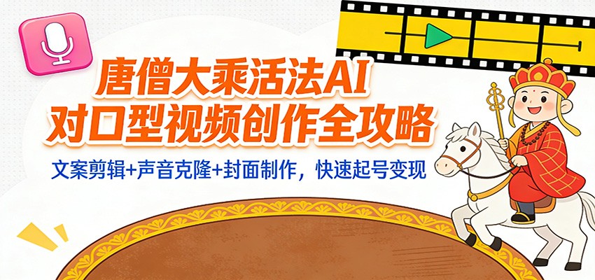“大乘活法”AI对口型视频创作全攻略:文案剪辑+声音克隆+封面制作,快速起号变现-邪修侠 - 演示