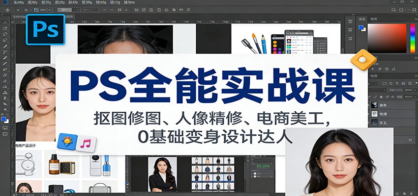 PS全能实战课：抠图修图、人像精修、电商美工，0基础变身设计达人-邪修侠 - 演示