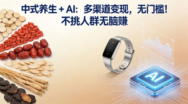 中式养生+AI：多渠道变现，无门槛，不挑人群无脑賺-网亿资源平台