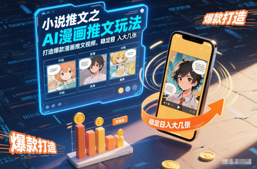 小说推文之AI漫画推文玩法，打造爆款漫画推文视频，稳定日入大几张-90网
