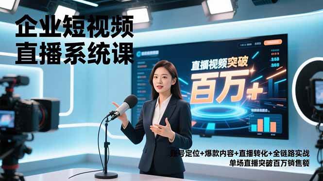 （16878期）企业短视频直播系统课，账号定位+爆款内容+直播转化+全链路实战，单场直播突破百万销售额-网亿资源平台