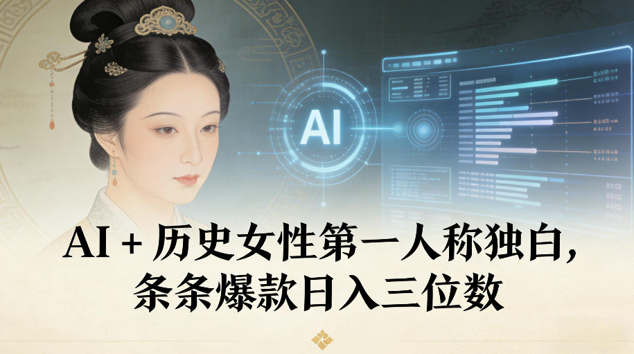 AI+历史女性第一人称独白，条条爆款日入三位数-90网