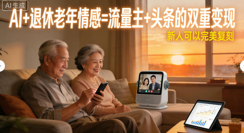 AI+退休老年情感=流量主+头条的双重变现，新人可以完美复刻-网亿资源平台