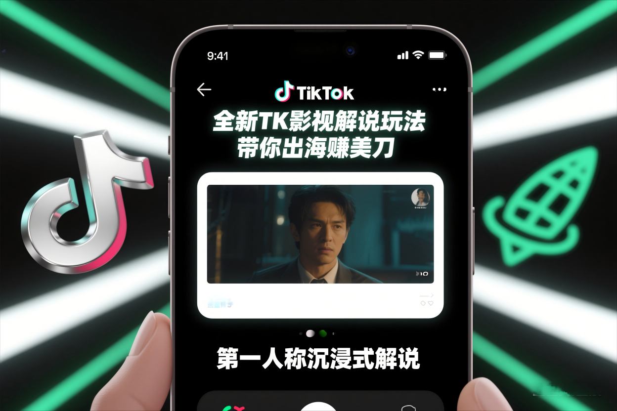 TikTok第一人称影视解说教学,全新TK影视解说玩法,带你出海賺美刀-邪修侠 - 演示
