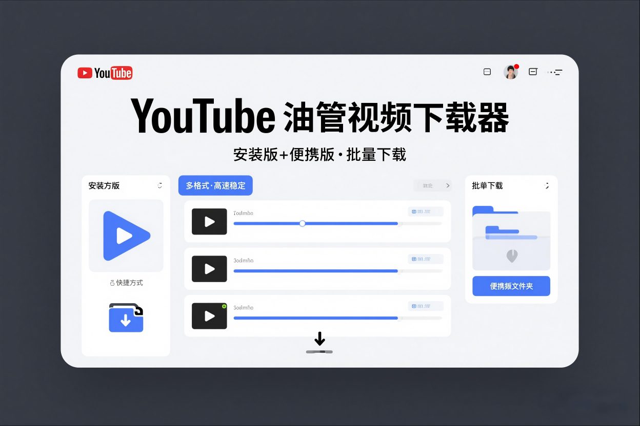 YouTube油管视频下载器安装版+便携版，可以批量下载多个视频-网亿资源平台