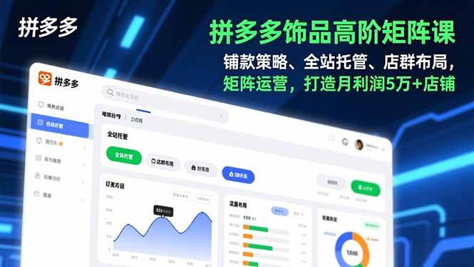 （16915期）拼多多饰品高阶矩阵课，铺款策略、全站托管、店群布局，矩阵运营，打造月利润5万+店铺-网亿资源平台