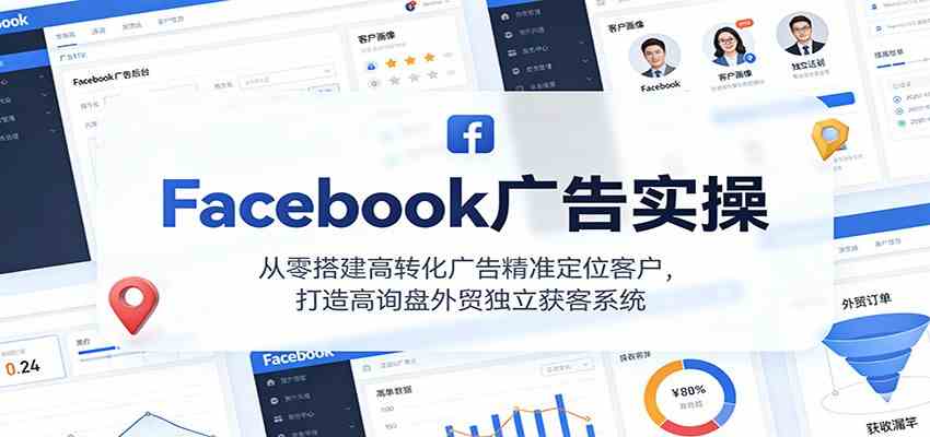 Facebook广告实操，从零搭建高转化广告精准定位客户，打造高询盘外贸独立获客系统-网亿资源平台