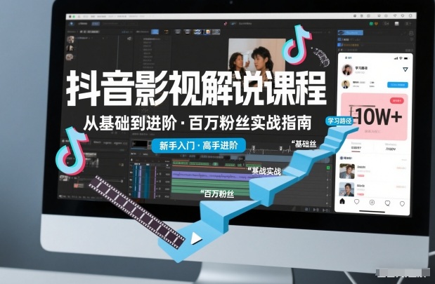 抖音百万粉丝影视解说课程，基础到进阶课，适合新手和进阶学习-网亿资源平台