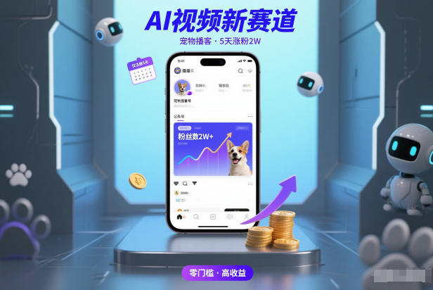 AI视频新赛道,宠物播客仅注册5天涨粉2W,收益非常可观-邪修侠