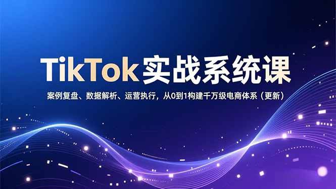 （16918期）TikTok实战系统课，案例复盘、数据解析、运营执行，从0到1构建千万级电商体系（更新）-网亿资源平台