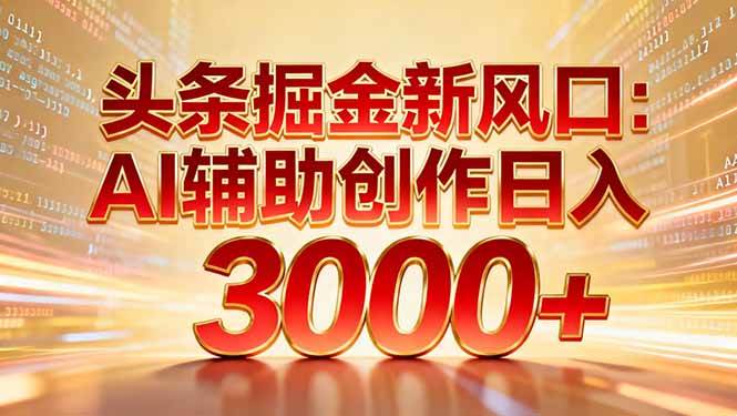 （16923期）头条掘金新风口：AI辅助创作日入3000+，矩阵玩法当天启动隔天见效-网亿资源平台