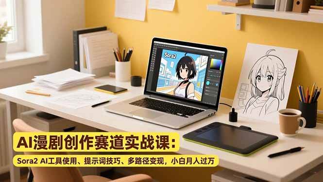 （16936期）AI漫剧创作赛道实战课：Sora2 AI工具使用、提示词技巧、多路径变现，小白月入过万-网亿资源平台