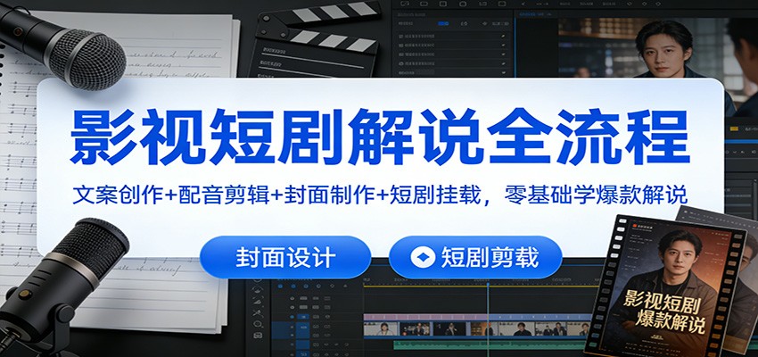 影视短剧解说全流程:文案创作+配音剪辑+封面制作+短剧挂载,零基础学爆款解说-邪修侠
