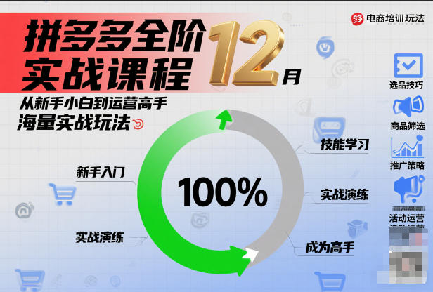 拼多多全阶实战课程12月，从新手小白到运营高手，海量实战玩法-邪修侠