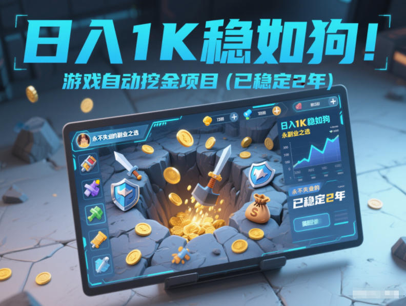日入1K稳如狗!游戏自动挖金项目(已稳定2年),永不失业的副业之选【揭秘】-网亿资源平台