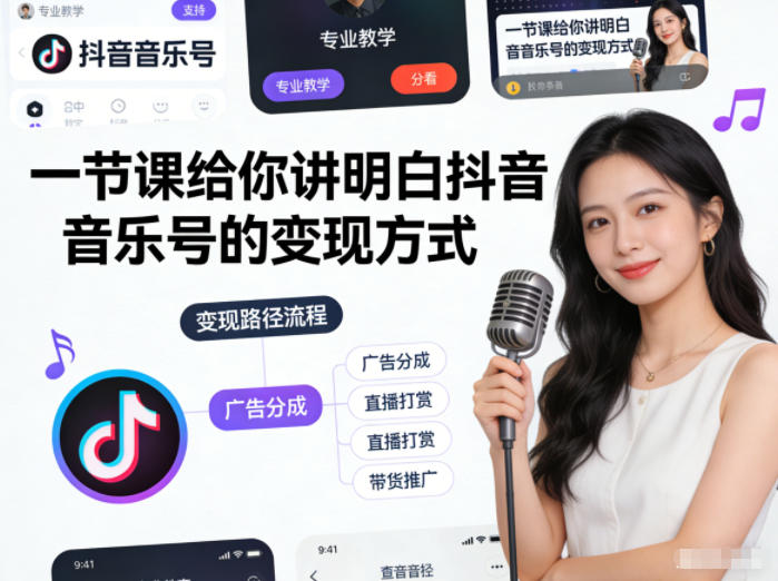 一节课给你讲明白抖音音乐号的变现方式-网亿资源平台