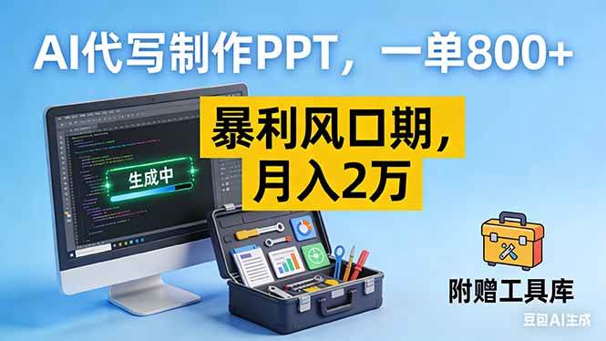 （16967期）AI代写制作PPT，一单800+， 暴利风口期，月入2万【附工具】-网亿资源平台