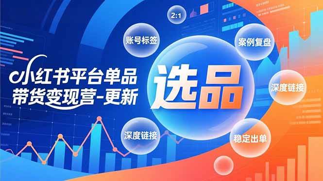 （16979期）小红书平台单品带货变现营-更新，极致选品、账号标签、案例复盘，深度链接，快速启动稳定出单-网亿资源平台