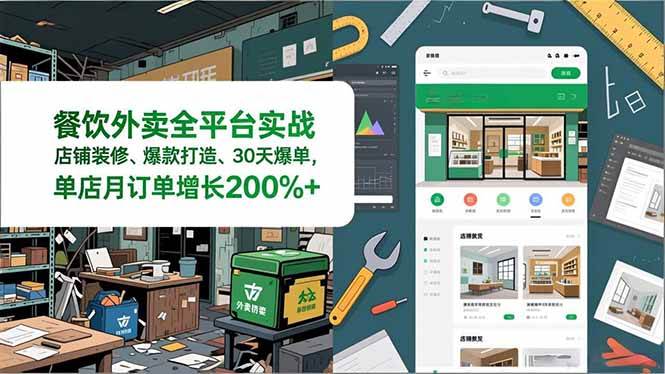（16978期）餐饮外卖全平台实战，店铺装修、爆款打造、30天爆单，手把手教学，单店月订单增长200%+-网亿资源平台