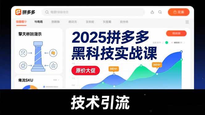 （16977期）2025拼多多黑科技实战课，擎天柱玩法、爆流SKU、原价大促，技术引流，单店日销轻松破千单-网亿资源平台