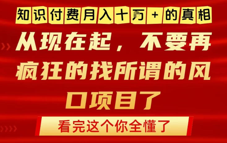 知识付费月入10个W的真相，做网创项目这一个就够了，不要再疯狂的找所谓的风口项目【揭秘】-邪修侠 - 演示