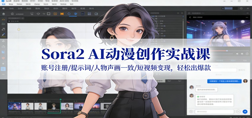 Sora2 AI动漫创作实战课:账号注册/提示词/人物声画一致/短视频变现,轻松出爆款-邪修侠 - 演示