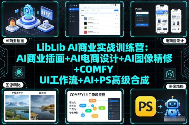 LibLIb AI商业实战训练营:AI商业插画+AI电商设计+AI图像精修+COMFY UI工作流+AI+PS高级合成-邪修侠
