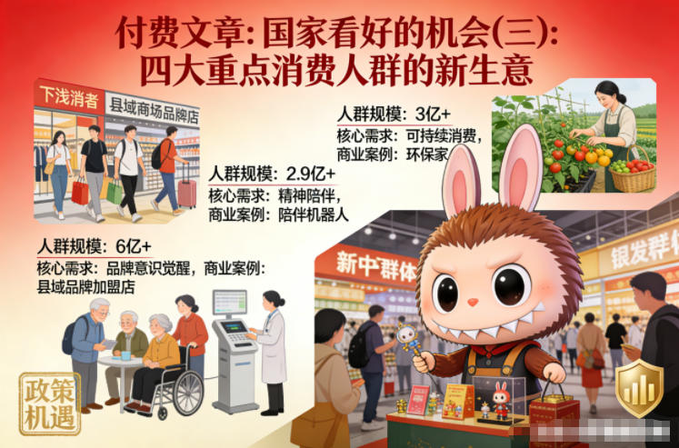 付费文章：国家看好的机会(三)：四大重点消 费人群的新生意-网亿资源平台