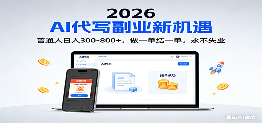 2026 副业首选!AI 代写日入 300-800,普通人0门槛,做一单结一单!-邪修侠