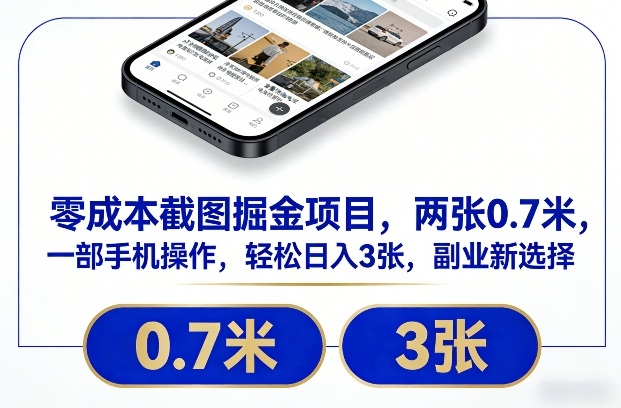 零成本截图掘金项目,两张0.7米,一部手机操作,轻松日入3张,副业新选择【揭秘】-邪修侠 - 演示
