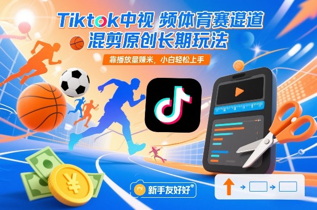 Tiktok中视频体育赛道混剪原创长期玩法,靠播放量賺米,小白轻松上手-邪修侠