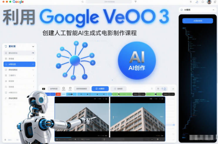利l用Google Veo 3创建人工智能AI生成式电影制作课程，使用人工智能的力量创建令人惊叹的视频-邪修侠